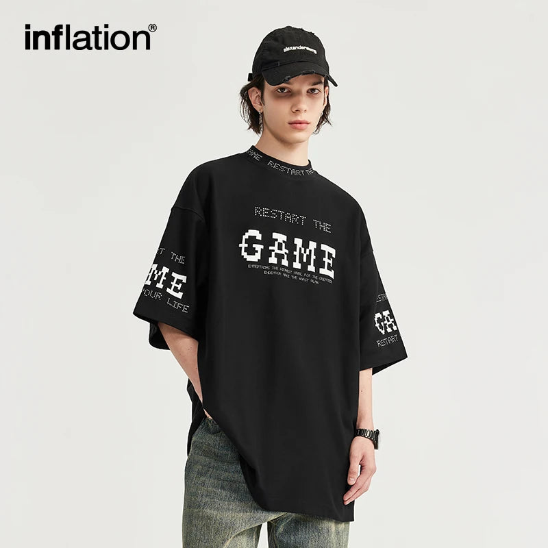 INFLATION Men's Puff Print Oversized T-shirts