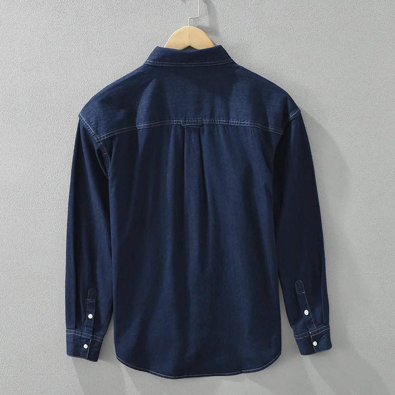 Pure Cotton Casual Denim Long Sleeve Shirt