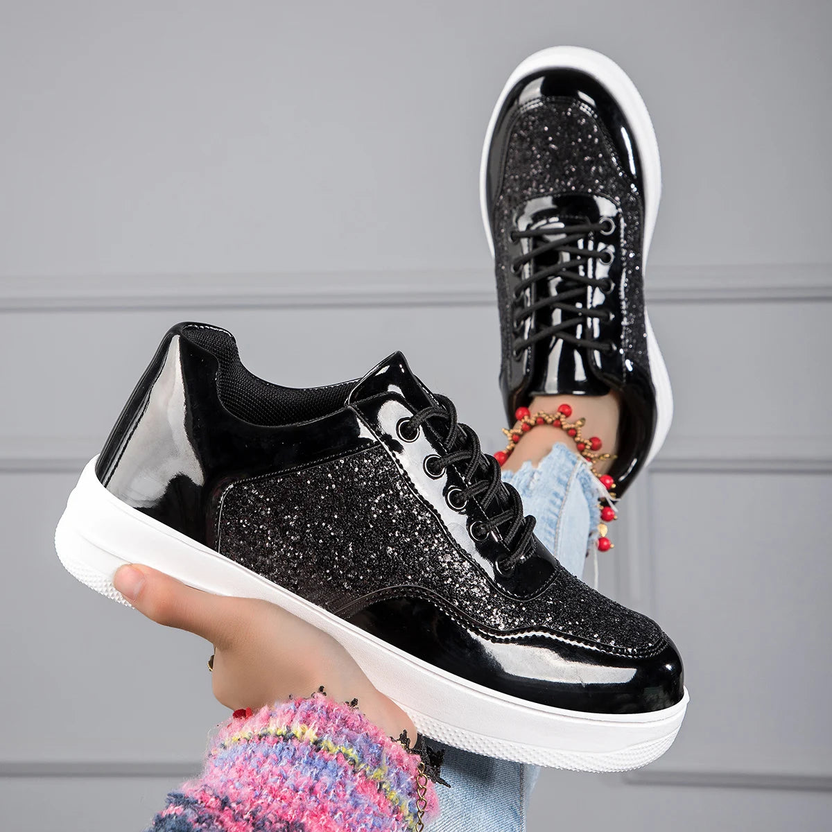 Women's Silver Glitter Sneakers/ Trainers/ Shoes