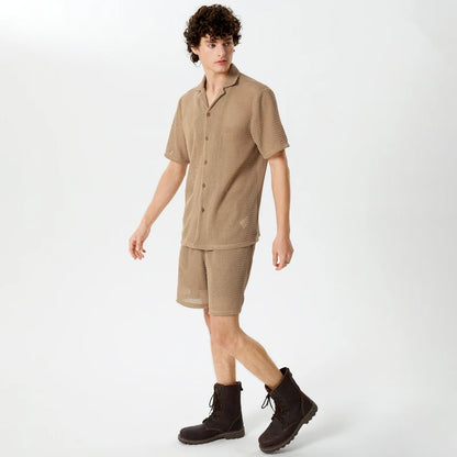 INCERUN Transparent Shirt & Short Set, Khaki