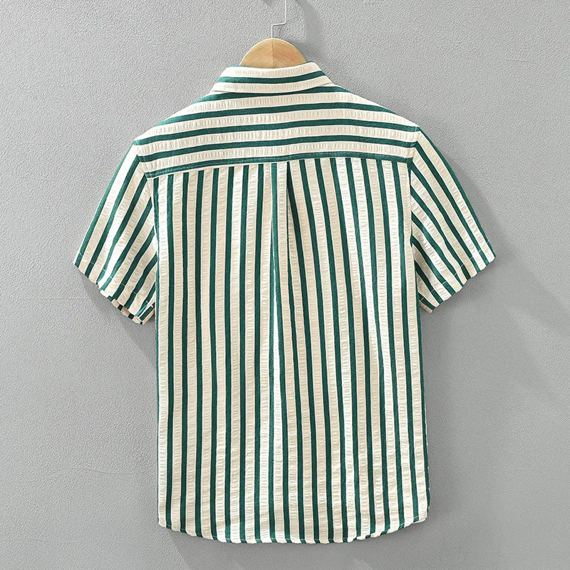 Fresh Striped Cotton Short Sleeve Shirts