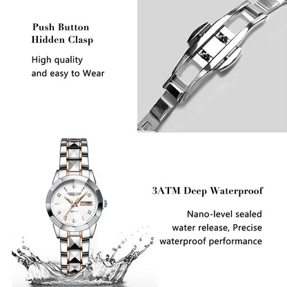 POEDAGAR Exquisite Minimalist Women's Automatic Rose Gold Watches