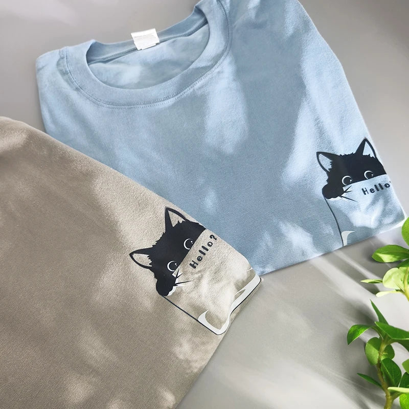 Pure Cotton Cat T-Shirt - Short Sleeve, Casual Comfort