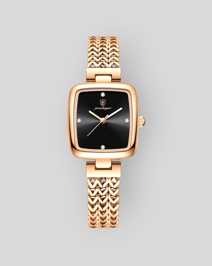 POEDAGAR Luxury Gold Square Women's Watch, Stainless Steel