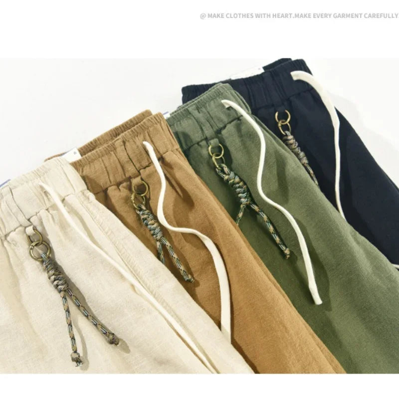 Men’s Cotton and Linen Cargo Shorts