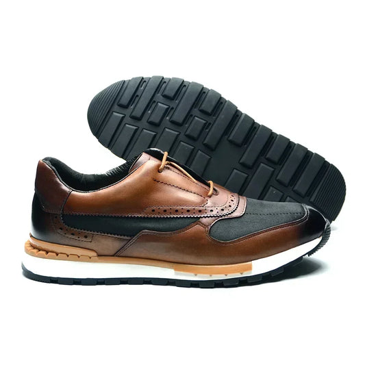 XEBOS Brown Leather Lace Up Shoes