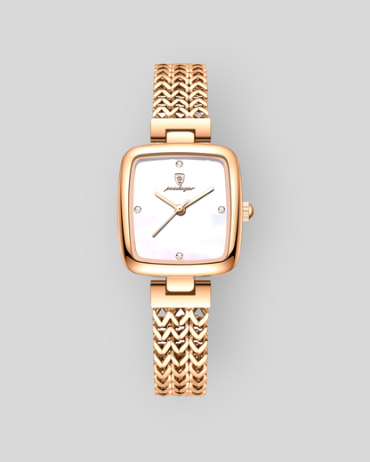 POEDAGAR Luxury Gold Square Women's Watch, Stainless Steel