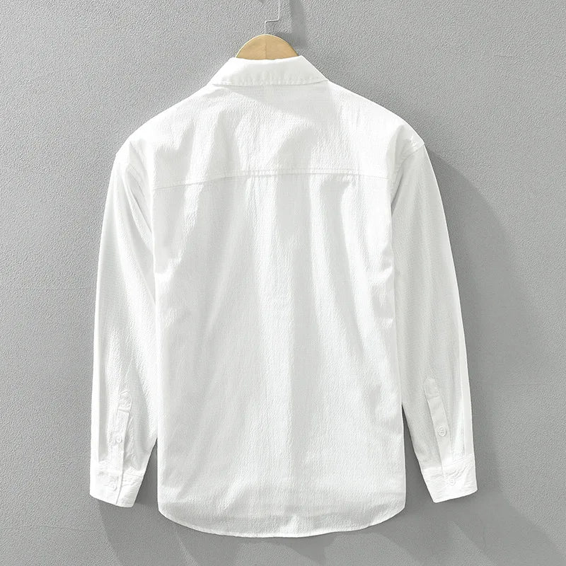 Solid Color Long Sleeve Turn-down Collar Shirt