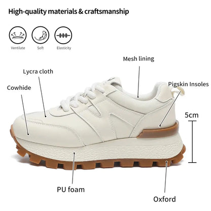 SOMILISS Women Sneakers Genuine Leather Lycra Cloth Patchwork Lace-Up Round Toe Ladies Casual Sneakers Designer Brand Shoes