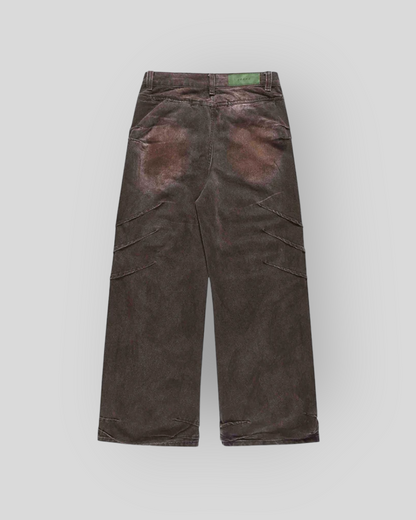 UrbanFade Pleated Denim Baggy StreetWorn Gradient Wide Leg Women's Jeans