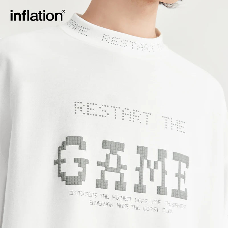 INFLATION Men's Puff Print Oversized T-shirts