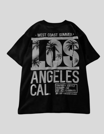 LOS retro Summer Short-Sleeved Women's Black T-Shirt