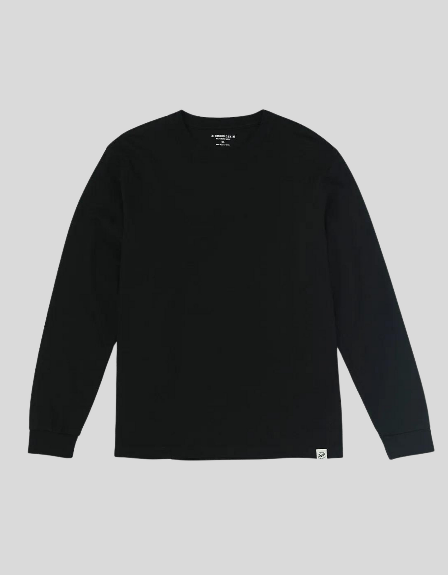 SIMWOOD Men's Long Sleeve Black T Shirt 100% Cotton