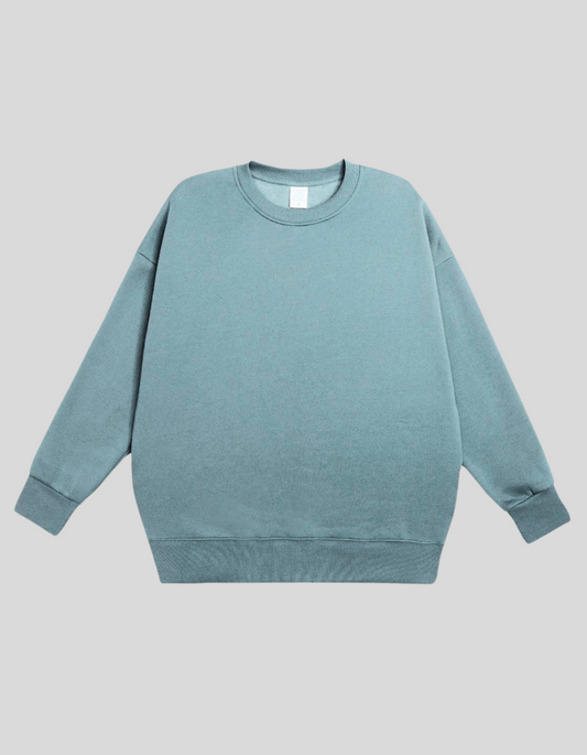 INFLATION Thick Fleece Sweatshirt, Loose Crew Neck | Grey, Blue