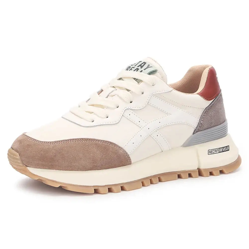 SOMILISS Women's Casual Sneaker Genuine Leather Pachwork Lightweight Breathable Ladies Fashion Running Shoes Platform Sneakers