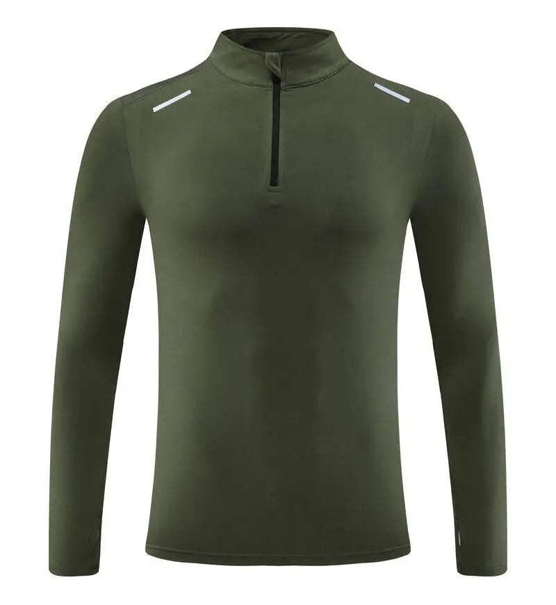 Men's Shield Activewear, Long Sleeve Tight Top tee, Green, Gray