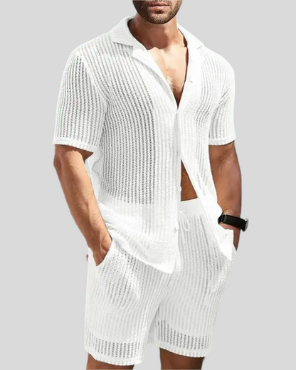 INCERUN Transparent Shirt & Short Set, White