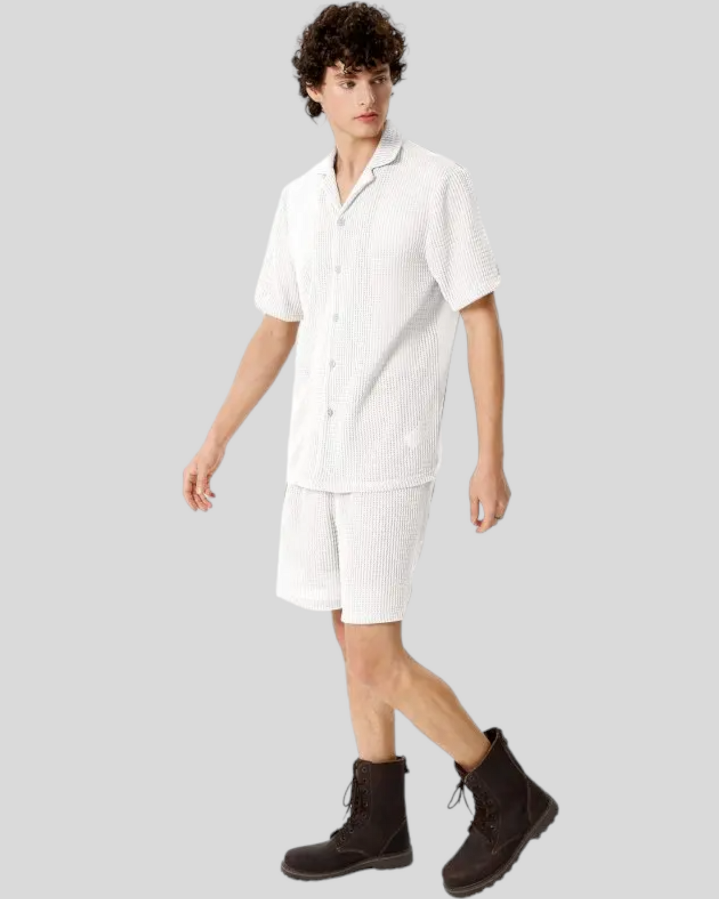 INCERUN Transparent Shirt & Short Set, White