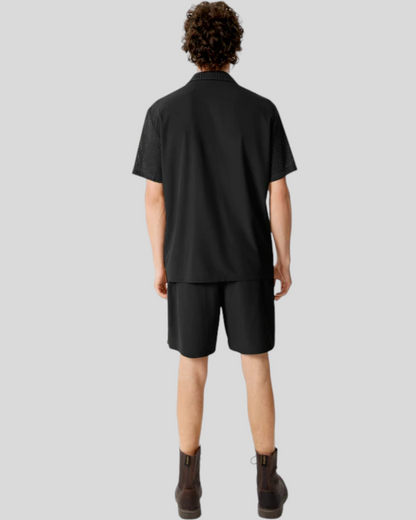 INCERUN Transparent Shirt & Short Set, Black