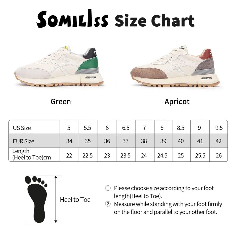 SOMILISS Women's Casual Sneaker Genuine Leather Pachwork Lightweight Breathable Ladies Fashion Running Shoes Platform Sneakers
