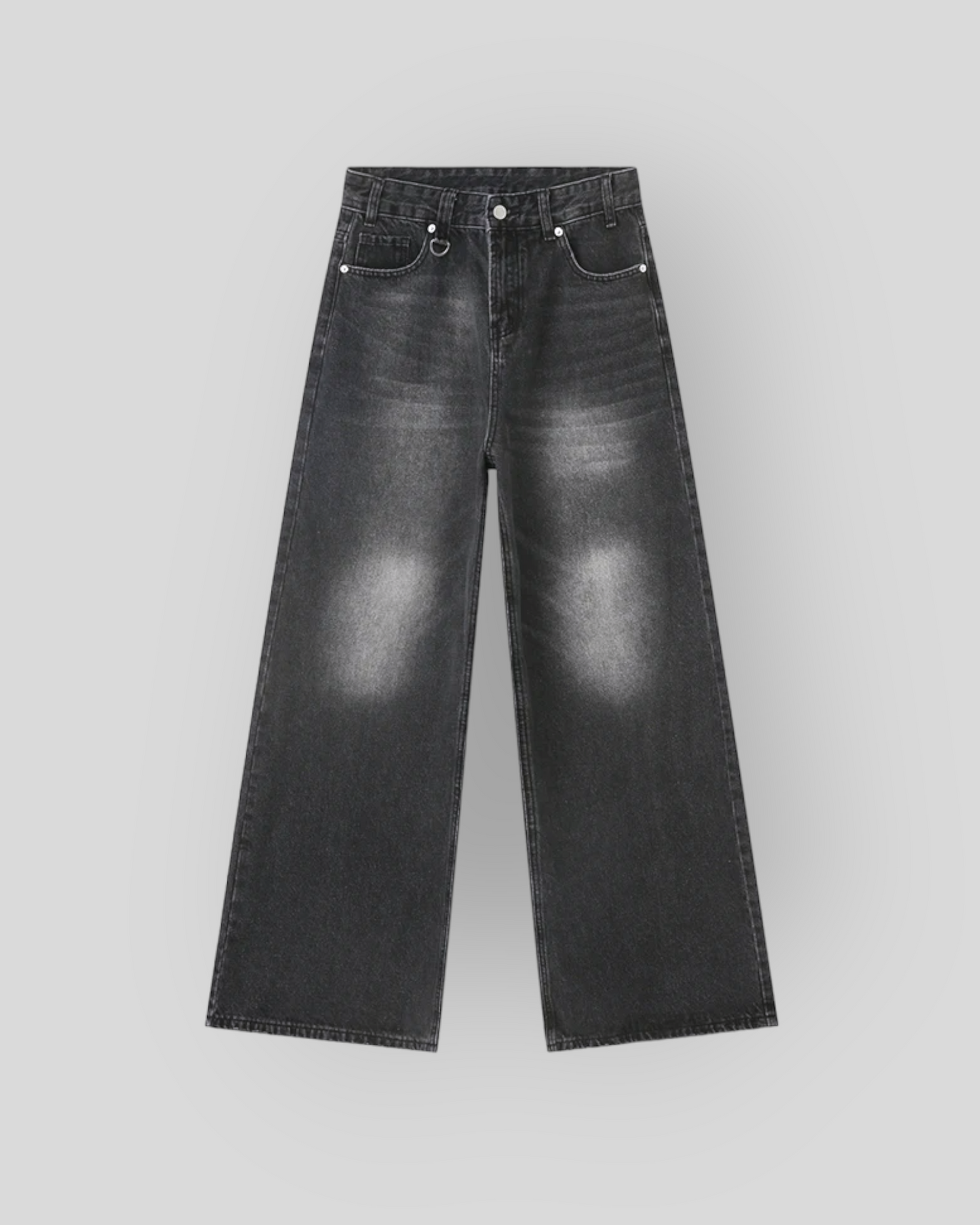 Men's Denim Black Grey Loose Fit Baggy Jeans, American Style.