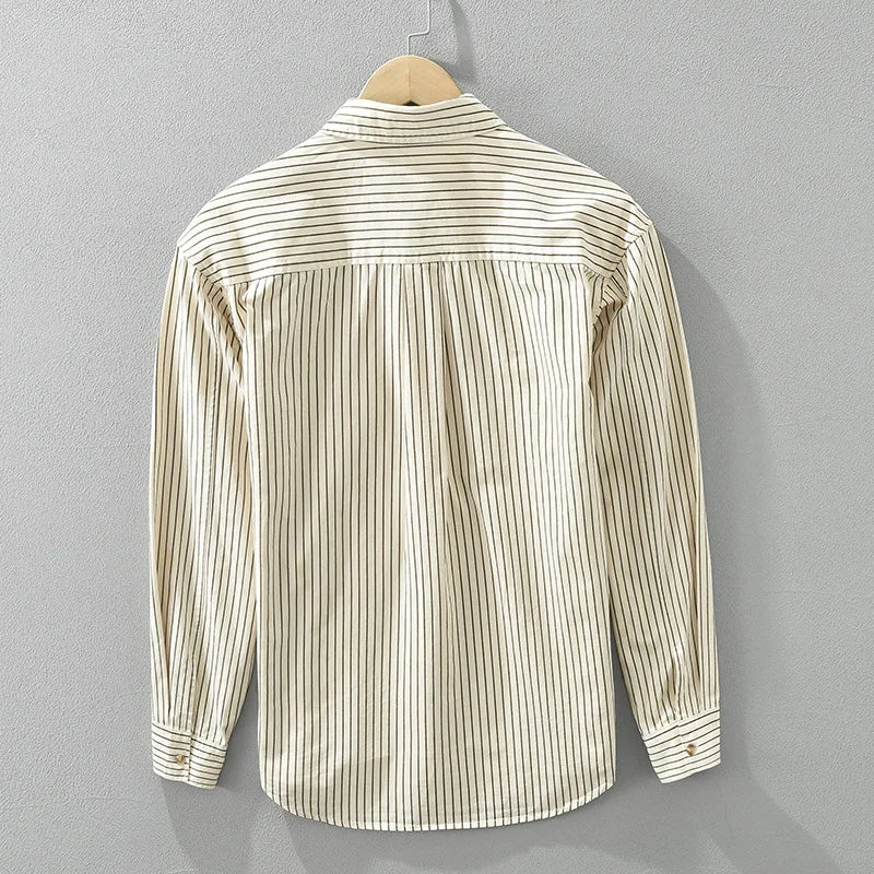 100% Cotton Simple Striped Long Sleeve Shirt