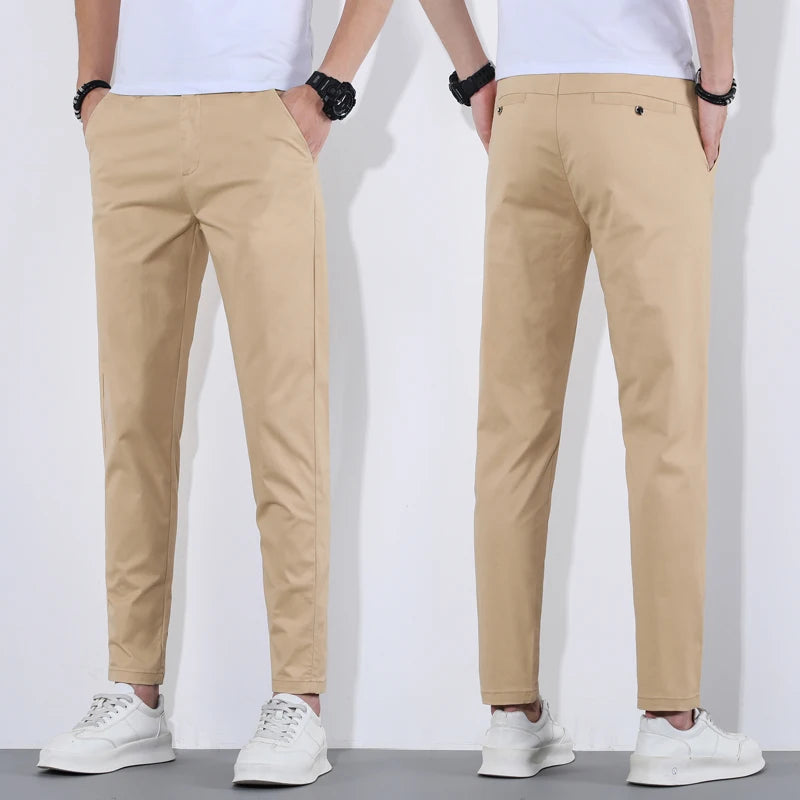 KUBRO Men's Cotton Chinos, Khaki