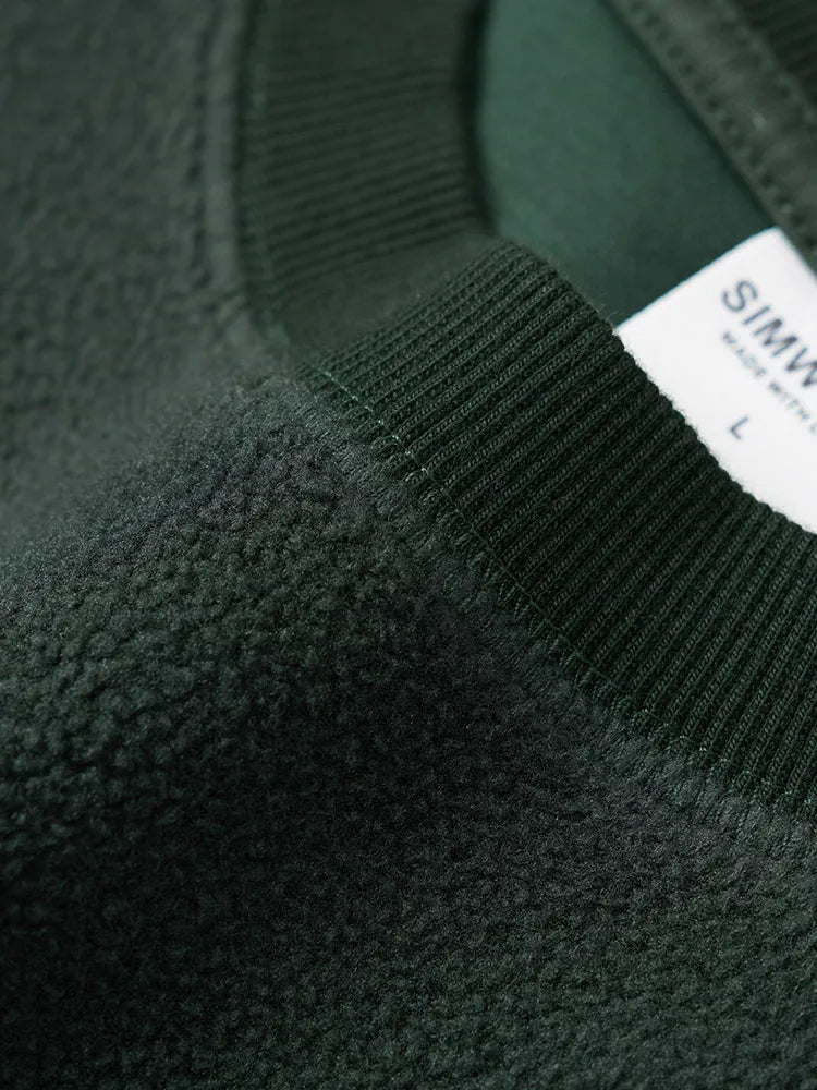 SIMWOOD 330g/sm Men's Green Polar Fleece Fabric Sweatshirts