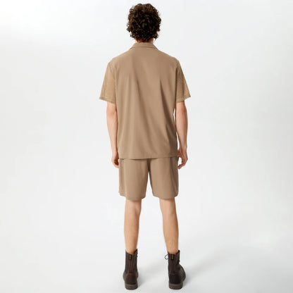 INCERUN Transparent Shirt & Short Set, Khaki