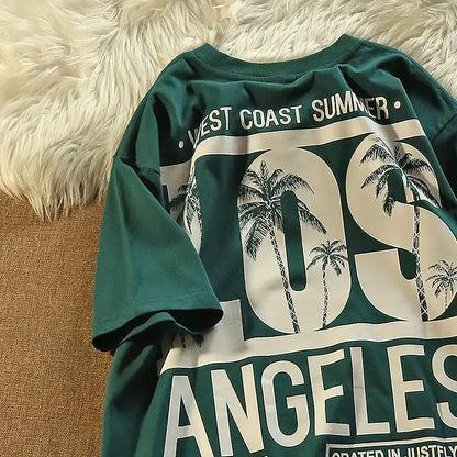 LOS retro Summer Short-Sleeved Women's Black T-Shirt