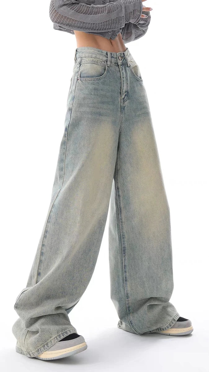 Women's Vintage High Waist Wide Leg Baggy Jeans