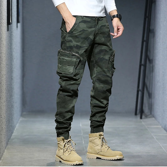 CAAYU Camouflage Army Green Joggers Cargo Pants - MultiPockets Tactical Track