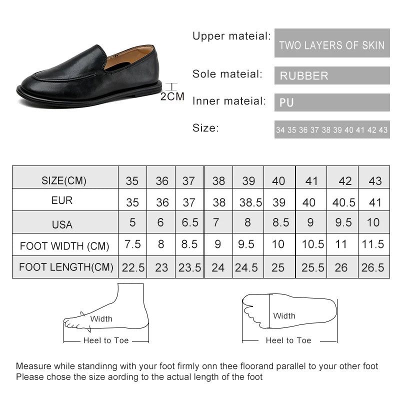 AIYUQI Women’s Black Loafers Round Toe Genuine Leather Slip-On Flats