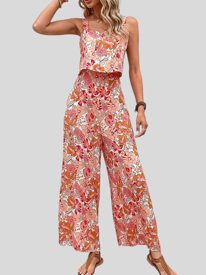Floral Backless Sleeveless Jumpsuit
