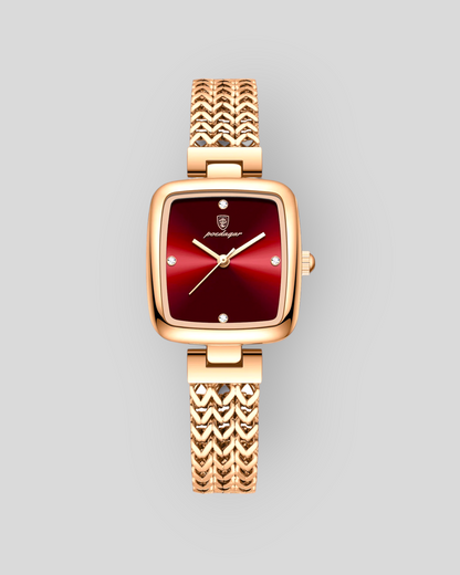POEDAGAR Luxury Gold Square Women's Watch, Stainless Steel