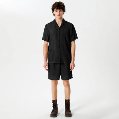 INCERUN Transparent Shirt & Short Set, Black